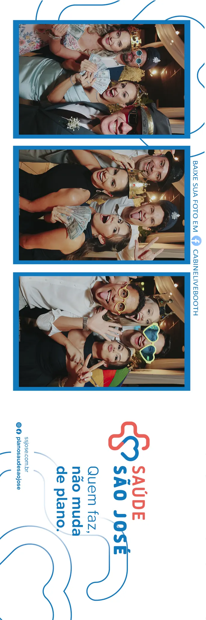 Tirinha impressa com quatro fotos e a arte do evento